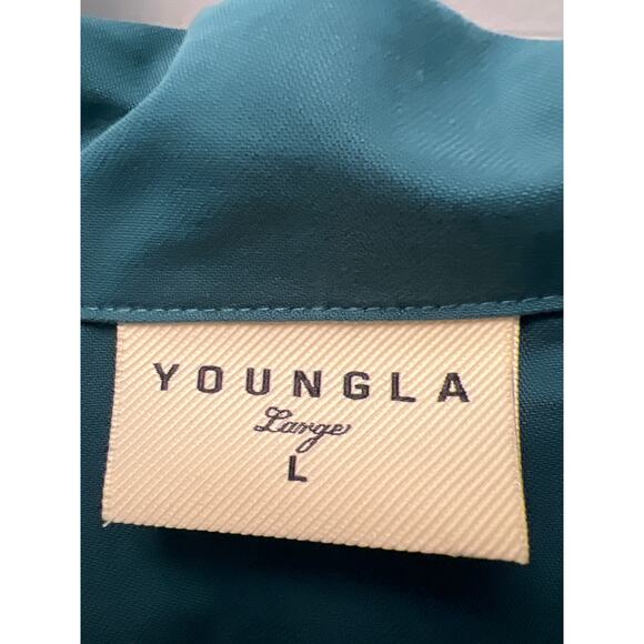 NWOT Youngla Men’s Relaxed Fit Chase Long Sleeve Button Front Shirt Size L Green - Picture 4 of 5